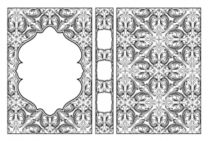 وکتور کادر و حاشیه خطی با گل ها سیاه در گوشه ها